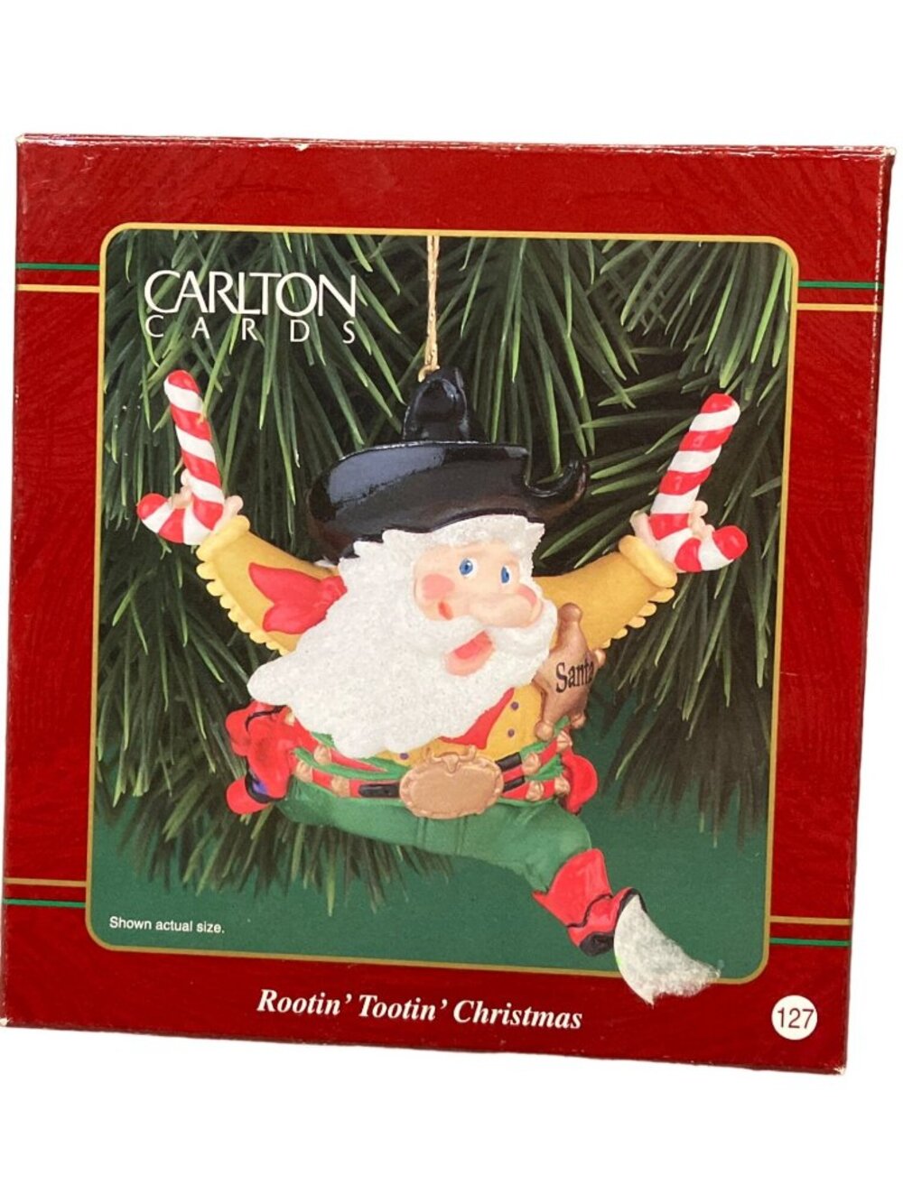 Carlton Cards Rootin Tootin Santa Claus Christmas Ornament Holiday Cowboy 1999